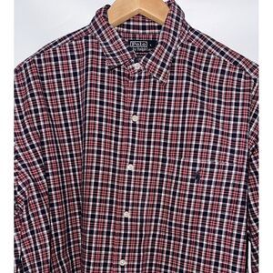 Polo Ralph‎ Lauren Marlowe Men's Red Plaid Button Up Size XL 100% Cotton